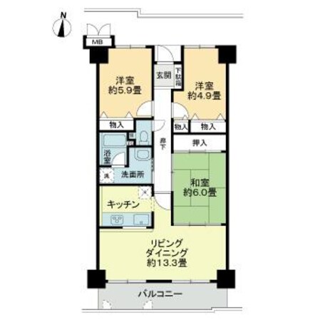 サーパス高須二番館の物件間取画像